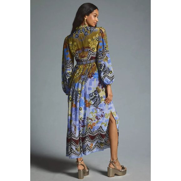 NWT Anthropologie Bhanuni by Jyoti Forest Fern in Sky Patterned Maxi Dress 12 - Picture 3 of 8